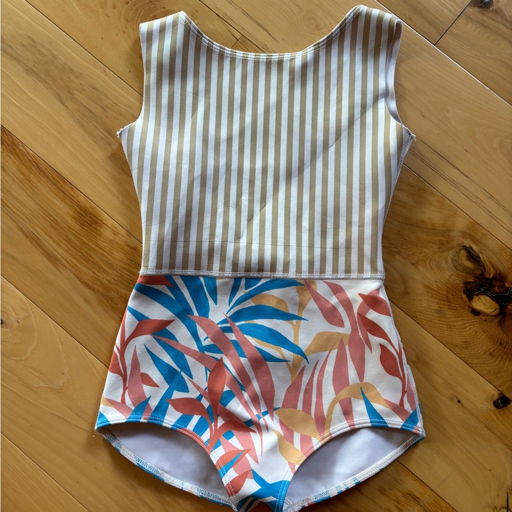 Seea Tan and Blue One Piece Swimsuit